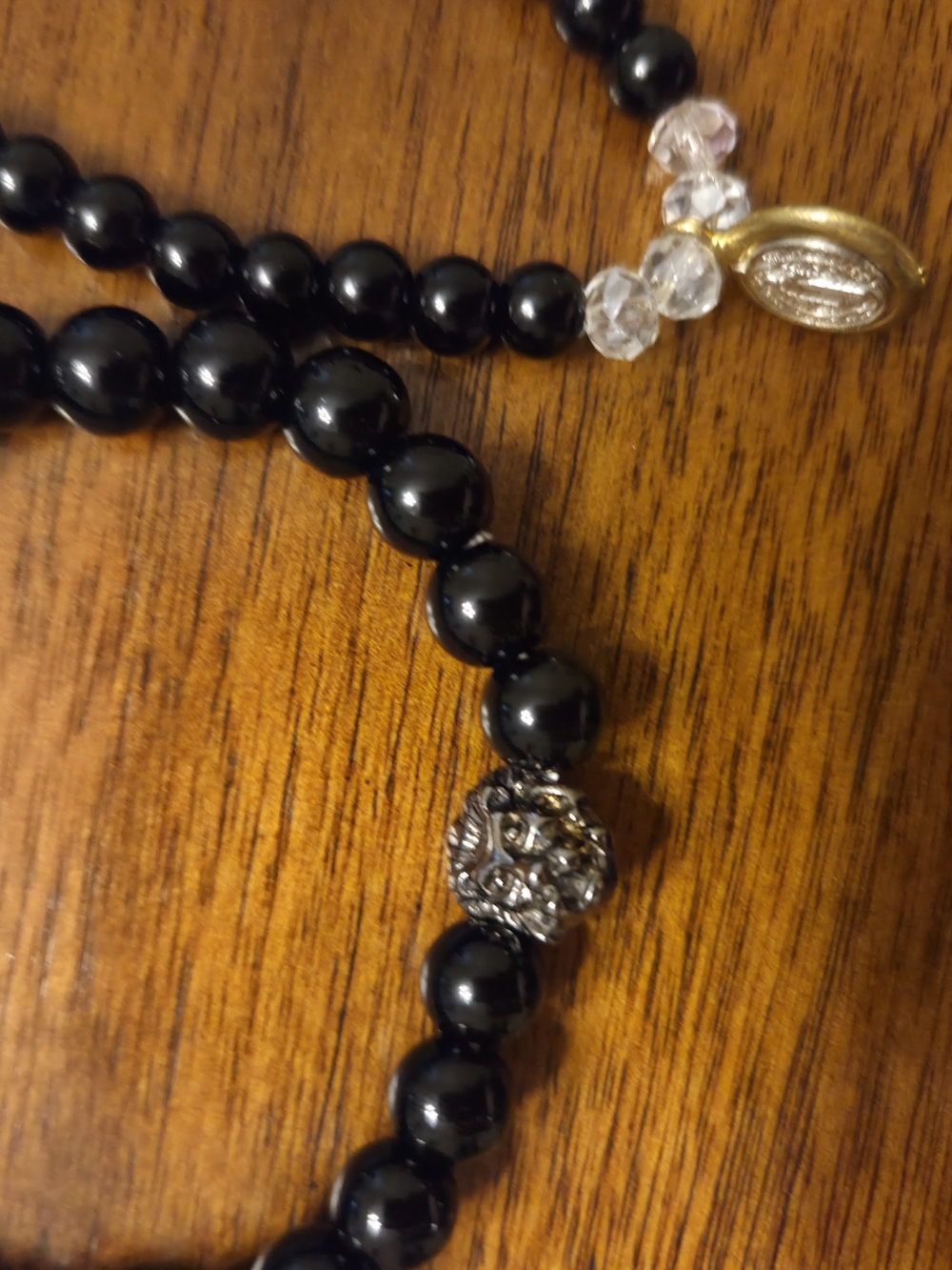 Black Beaded Necklace with Decorative Accent - Women Jewelry